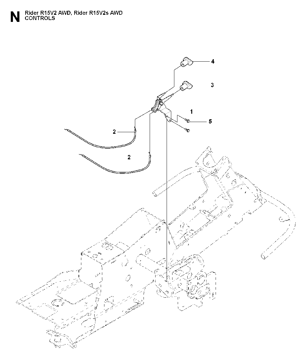 Controls Diagram and Parts List for RIDER15V2SAWD (965200901)(2009-04) Husqvarna Lawn Tractor