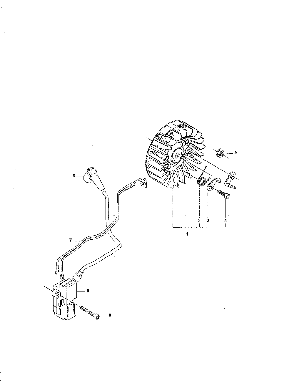 Electrical Diagram and Parts List for 965030298  Husqvarna Chainsaw