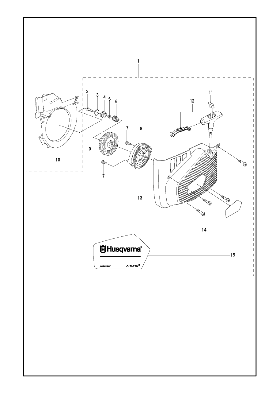 Starter Diagram and Parts List for K970II 2014-02 Husqvarna Circular Saw