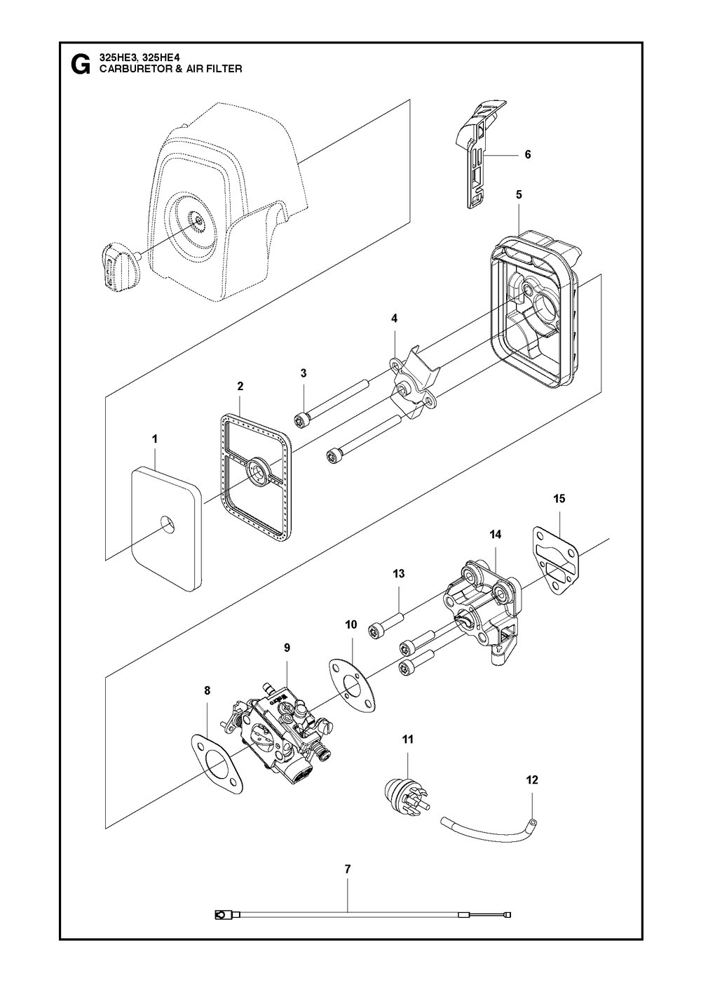 Fuel Tank Diagram and Parts List for 325HE3 (966787601)(20150100001-current) Husqvarna Hedge Trimmer