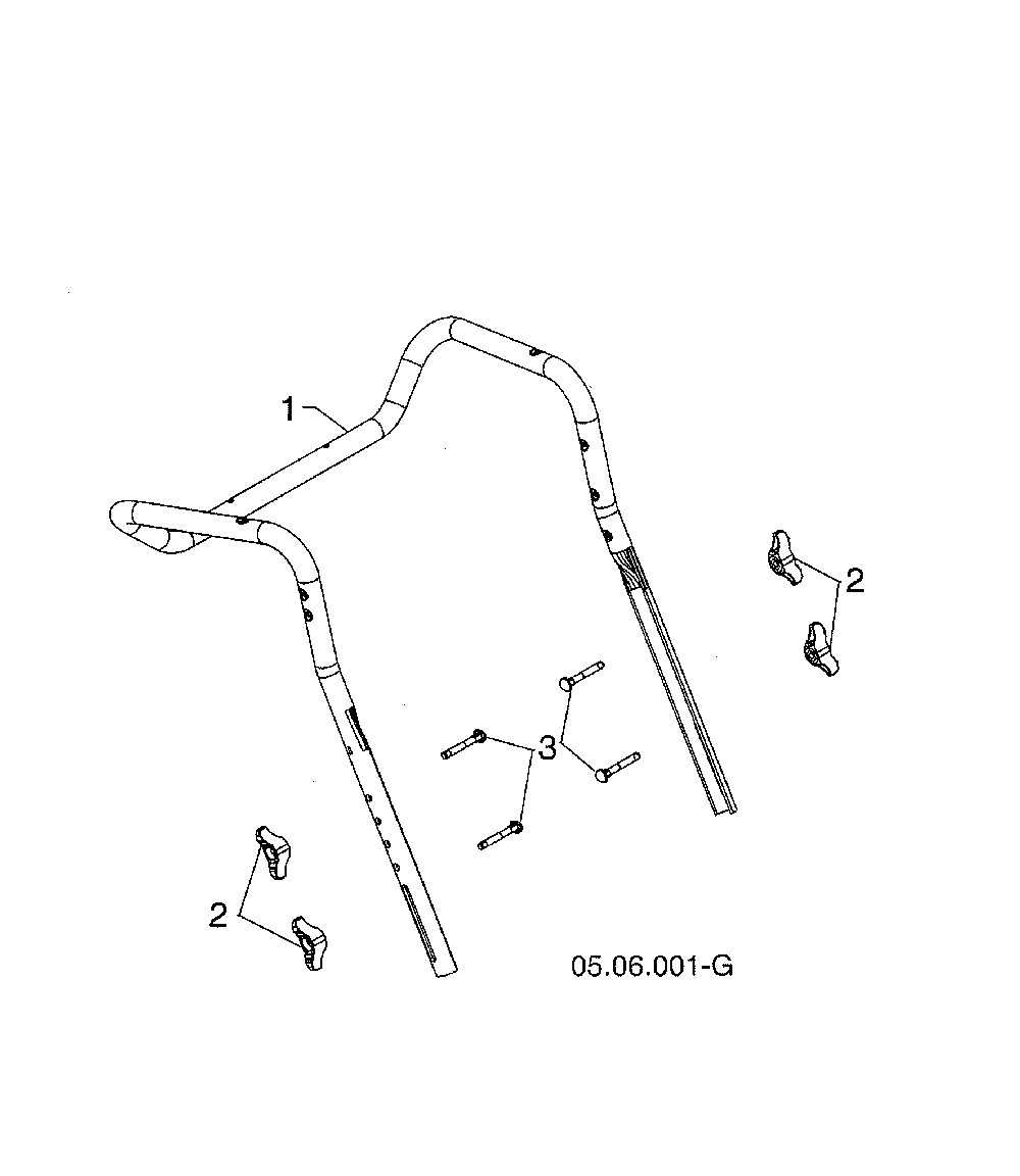 Upper handle Diagram and Parts List for 96193010106  Husqvarna Snow Blower