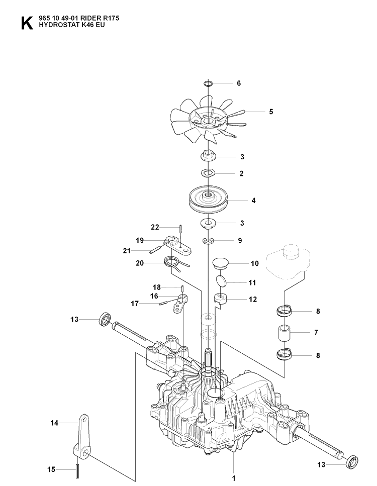 Transmission 3 Diagram and Parts List for RIDER175 (965104901)(2007-01) Husqvarna Lawn Mower