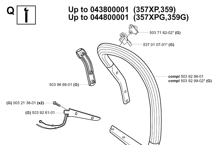 Service Updates 5 Diagram and Parts List for 359 20050600001-20060600000 Husqvarna Chainsaw