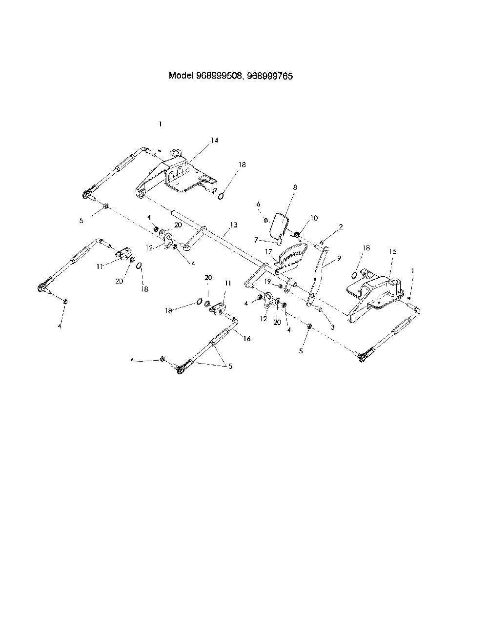 Mower lift/deck lift Diagram and Parts List for 968999685  Husqvarna Lawn Mower