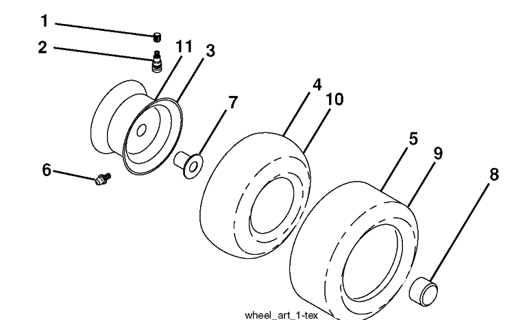 Wheels And Tires Diagram and Parts List for YTH20K46 (917289542)(2010-01) Husqvarna Lawn Mower