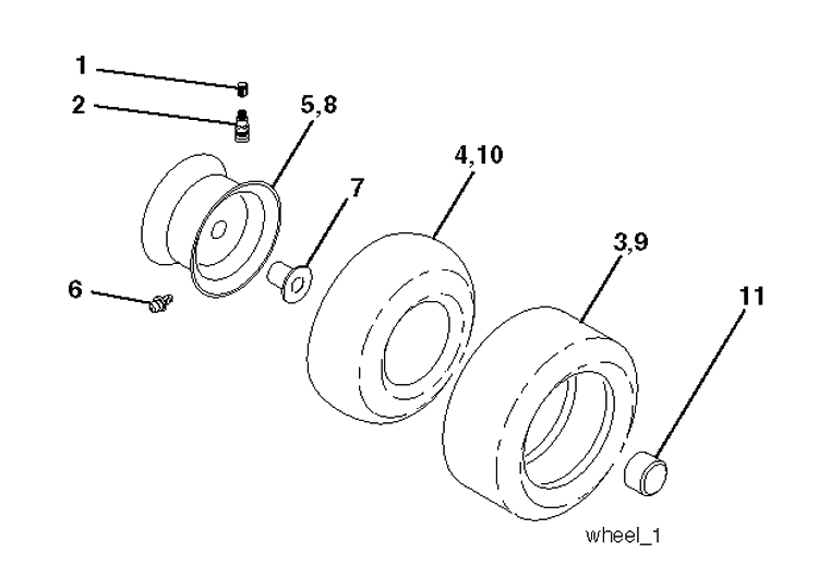 Wheels And Tires Diagram and Parts List for LTH1797 (96011022101)(2012-01) Husqvarna Lawn Tractor