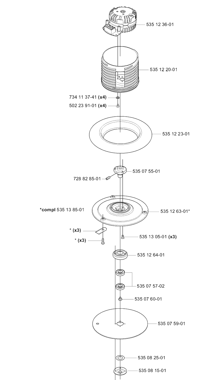 Cutting Blades Diagram and Parts List for 230ACX 2007-07 Husqvarna Lawn Mower