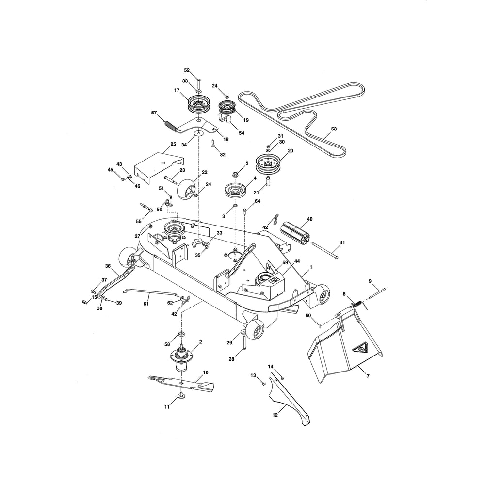 Mower Deck Diagram and Parts List for GT48XLSI 96043017700 Husqvarna Lawn Tractor