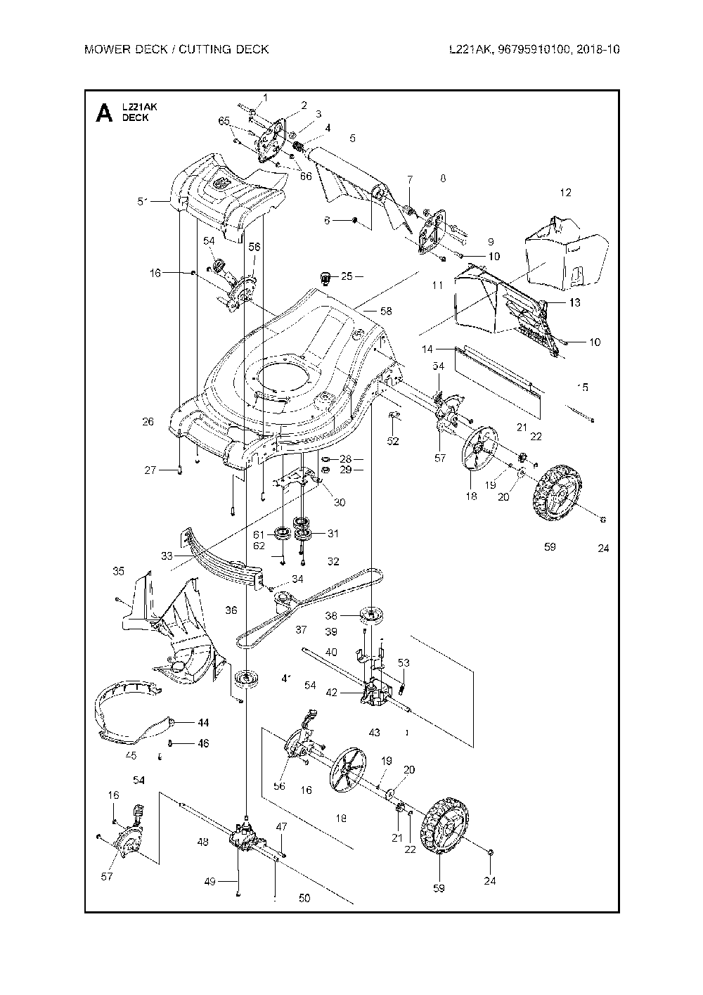 Mower deck/cutting deck Diagram and Parts List for 96795910100  Husqvarna Lawn Mower