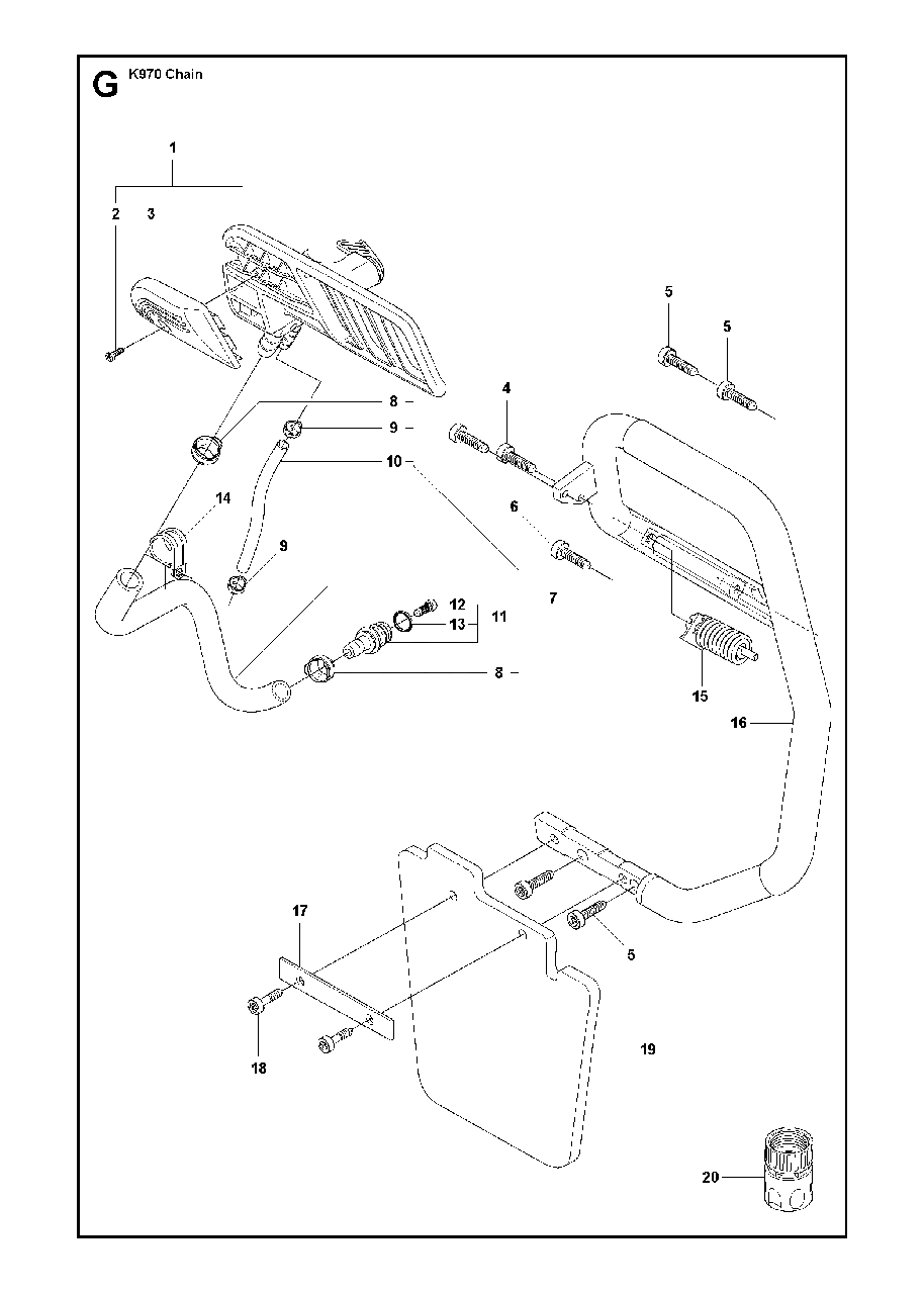 Handle Diagram and Parts List for K970CHAIN 2011-12 Husqvarna Circular Saw