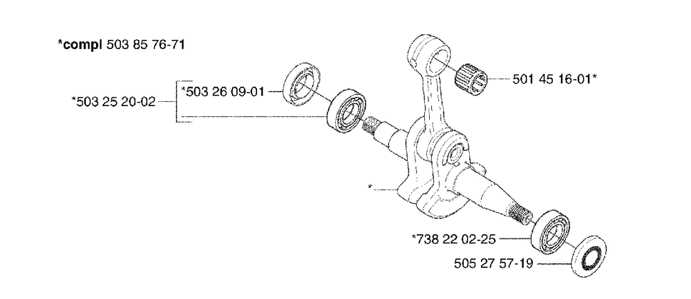 Crankshaft Diagram and Parts List for 353EPA 2002-09 Husqvarna Chainsaw