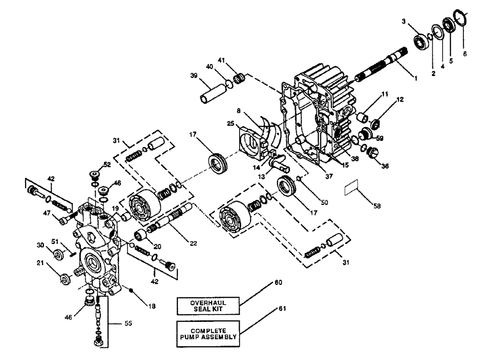 Sundstrand Pump Assembly Diagram and Parts List for YT140H (954000151-B)(1991-01) Husqvarna Lawn Tractor