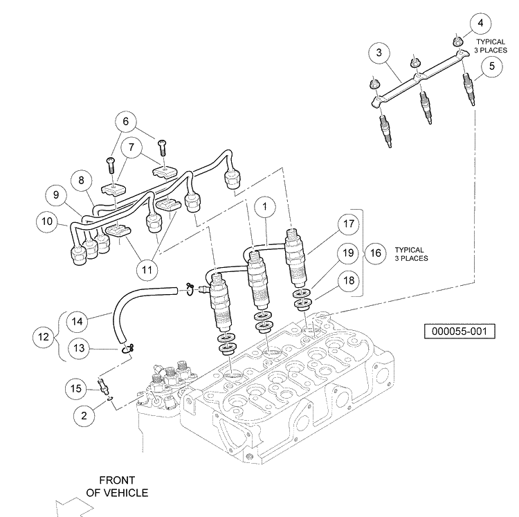 Nozzle Holders And Glow Plugs Diagram and Parts List for HUV4420G 2006-11 Husqvarna Lawn Tractor