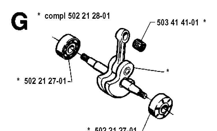 Crankshaft Diagram and Parts List for 232R 19940600001-19954500000 Husqvarna Brush Cutter