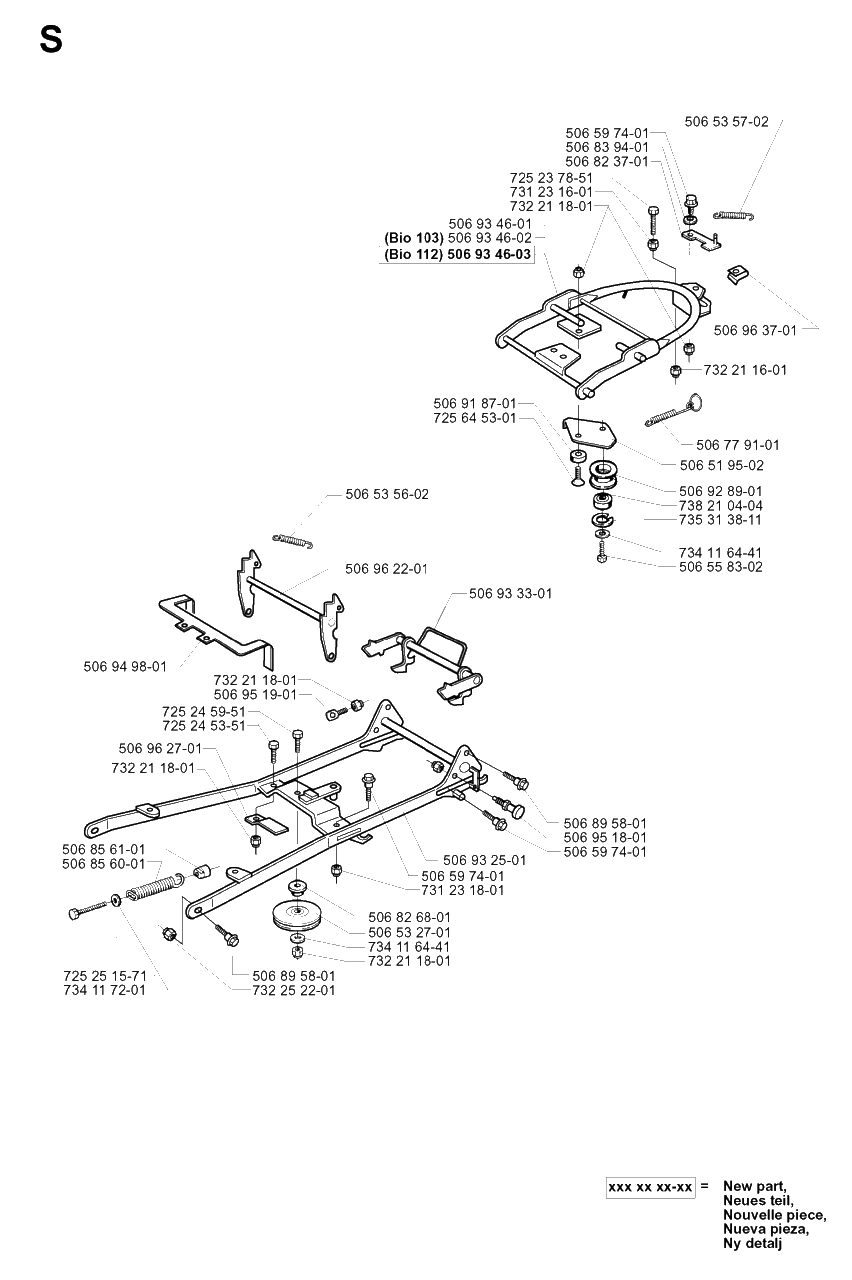 Frame Diagram and Parts List for PF18 2001-01 Husqvarna Lawn Tractor