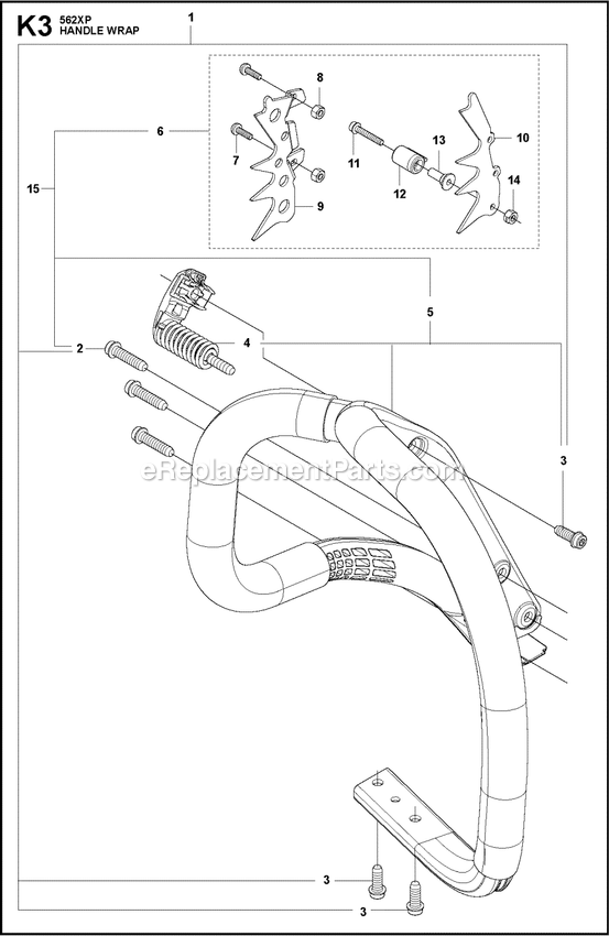 Handle Wrap Diagram and Parts List for 562XPG  Husqvarna Chainsaw