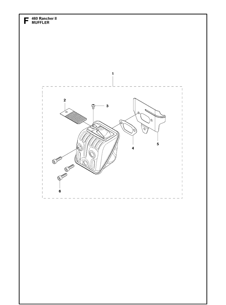 Muffler Diagram and Parts List for 460 RANCHER II Husqvarna Chainsaw