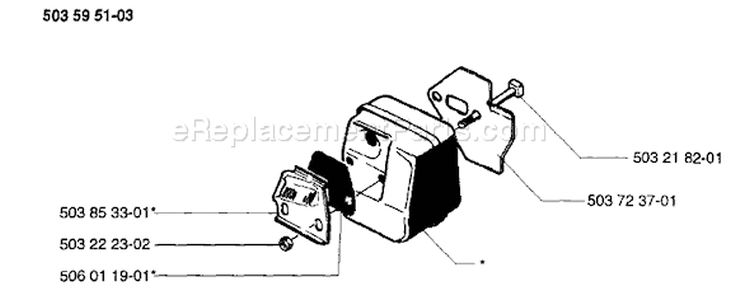 Page G Diagram and Parts List for 49 1996-01 Husqvarna Chainsaw