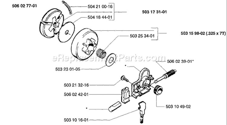 Page H Diagram and Parts List for 49 1996-01 Husqvarna Chainsaw