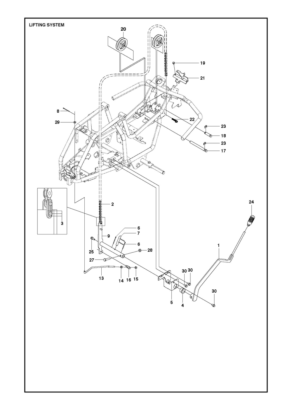 Mower Lift / Deck Lift Diagram and Parts List for R112C52014-2021  Husqvarna Lawn Tractor