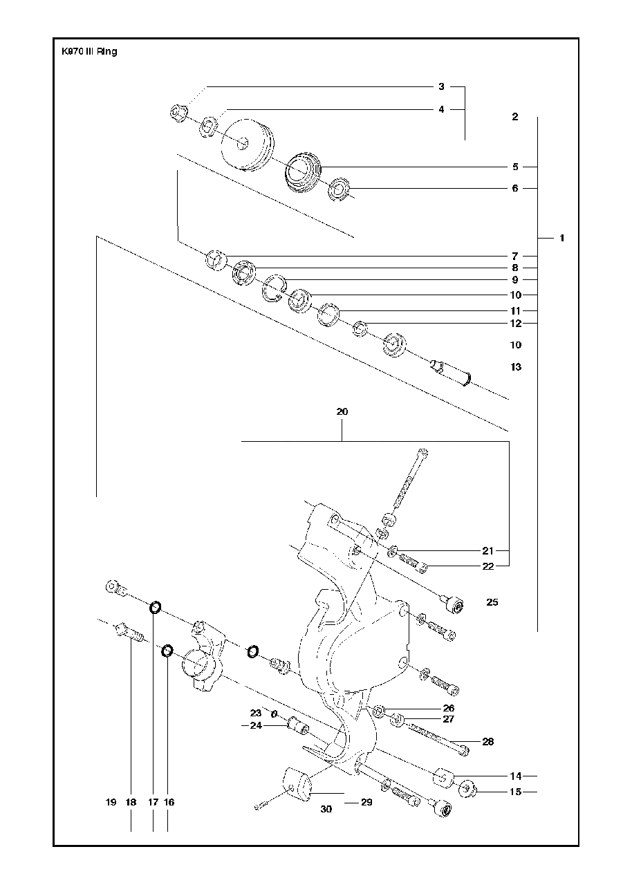 Level Assembly Diagram and Parts List for K970IIIRING 2017-03 Husqvarna Circular Saw