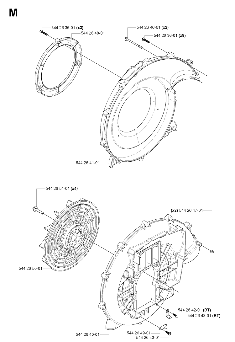 Fan Diagram and Parts List for 170BT 20061000001-20084000000 Husqvarna Leaf Blower / Vacuum