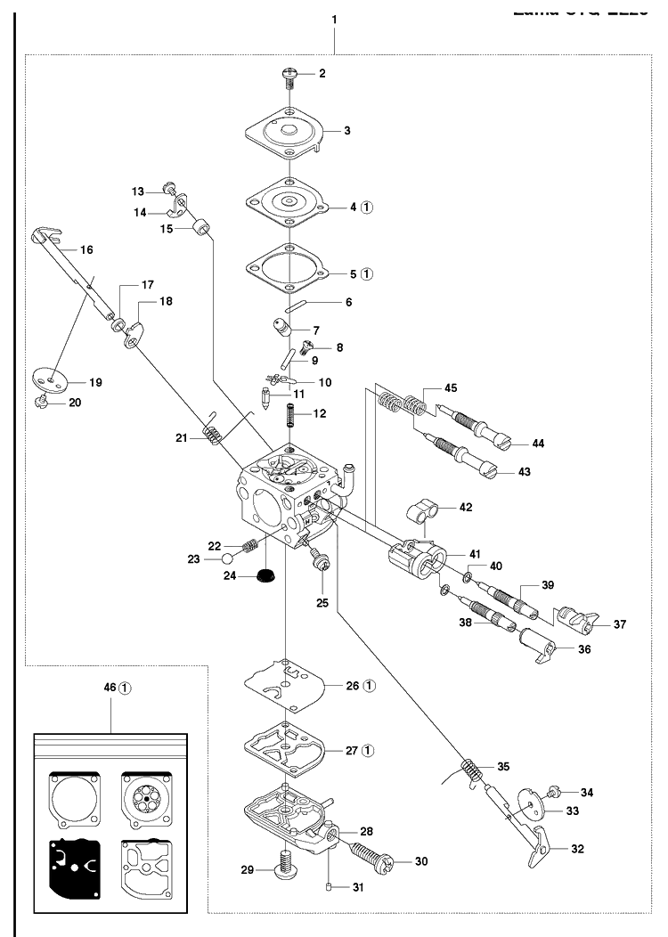 Carburetor Diagram and Parts List for 345RX 20103600001-20144899999 Husqvarna Brush Cutter