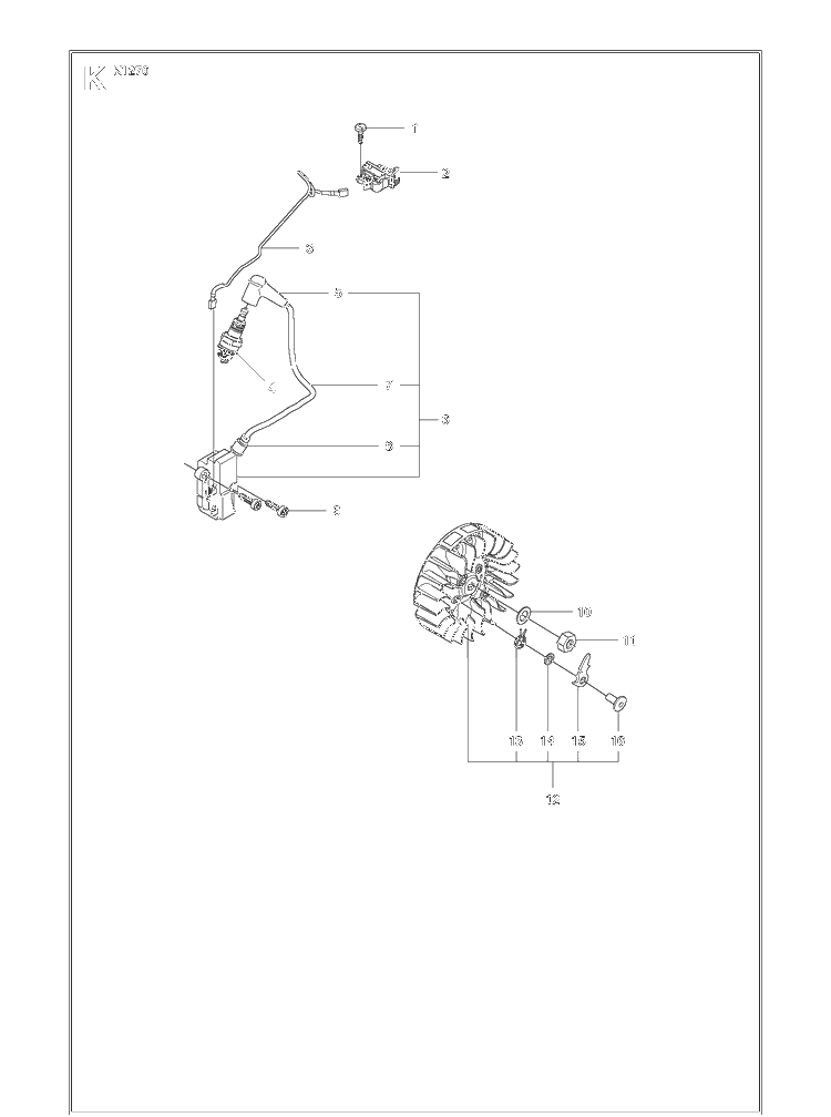 Ignition System Diagram and Parts List for K1270 (K1270 Rail)(2016-07) Husqvarna Table Saw Accessories