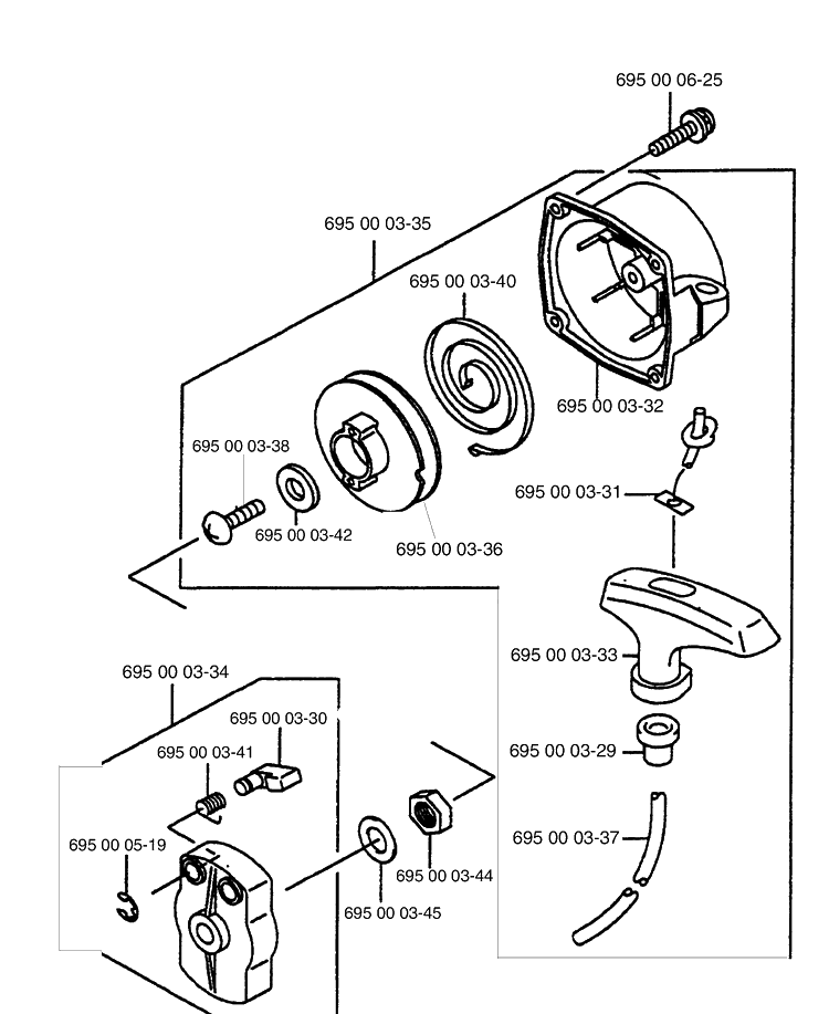 Starter Diagram and Parts List for 145BF (Carb II)(2001-04) Husqvarna Leaf Blower / Vacuum
