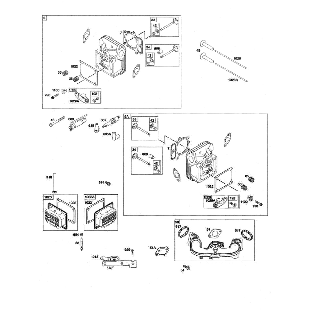 Engine >> Cylinder Head/ Intake Manifold Diagram and Parts List for GTH52XLS-96045005700  Husqvarna Lawn Tractor