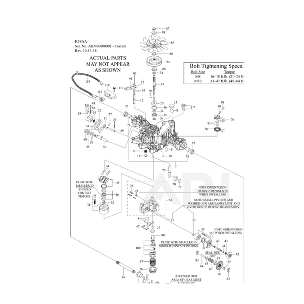 Transaxle Parts Diagram and Parts List for 96043031100  Husqvarna Lawn Tractor