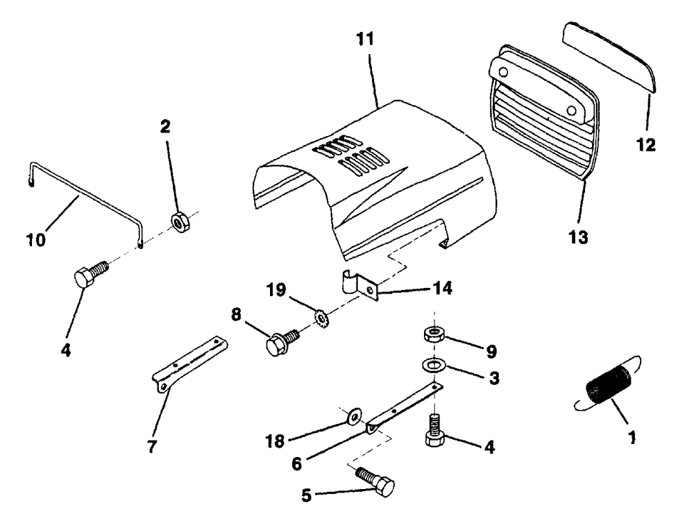 Hood Diagram and Parts List for LR12 (954000762-A)(1994-01) Husqvarna Lawn Tractor