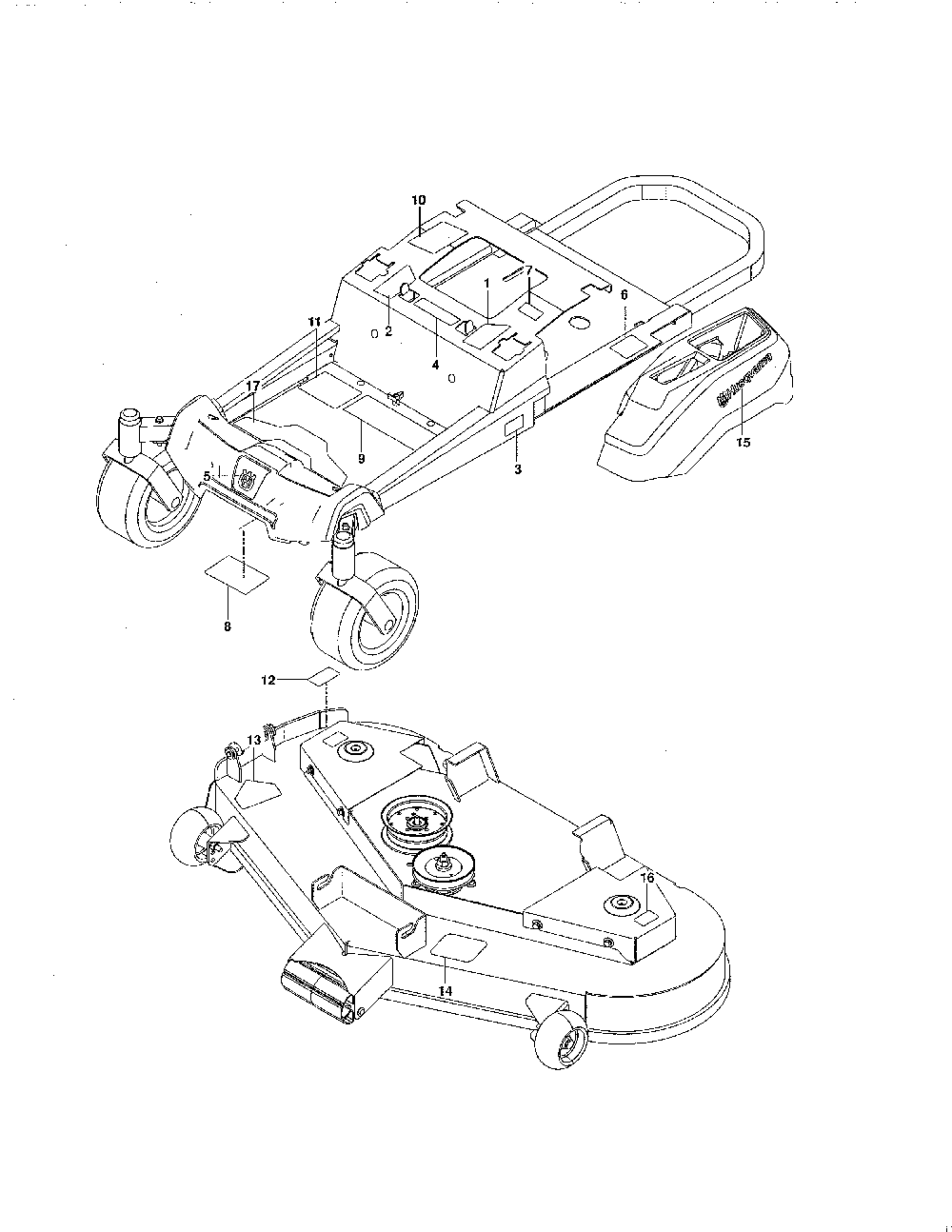 Decals Diagram and Parts List for 967303601-00  Husqvarna Lawn Mower