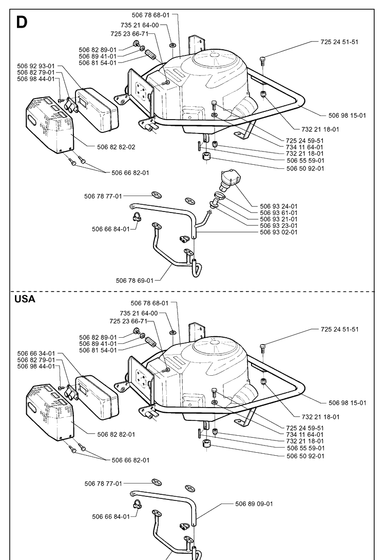 Engine Diagram and Parts List for PR14 2000-02 Husqvarna Lawn Mower
