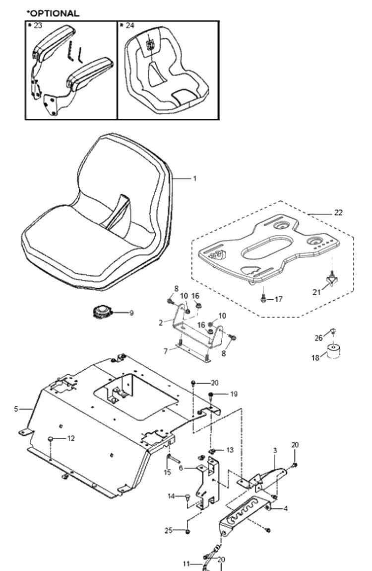 Seat 2 Diagram and Parts List for Z242F (96766570300)(2020-09) Husqvarna Lawn Mower