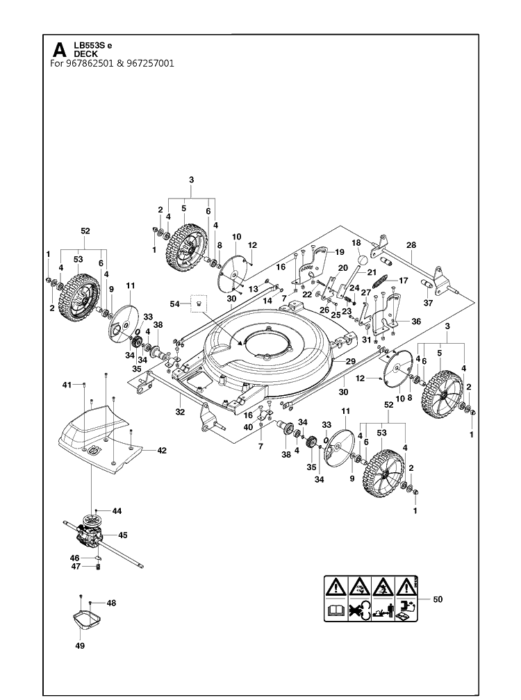 Mower Deck / Cutting Deck 3 Diagram and Parts List for LB553SE  Husqvarna Lawn Mower