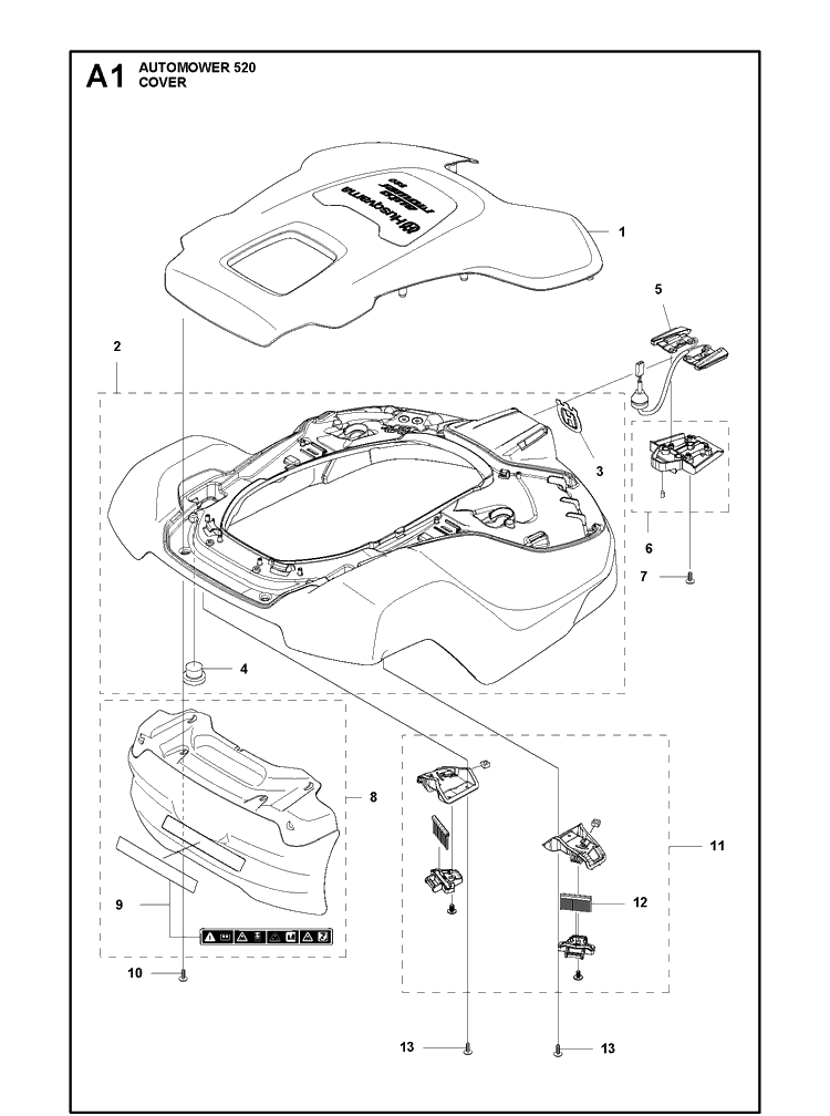 Cover Diagram and Parts List for 520 2020 Husqvarna Lawn Mower