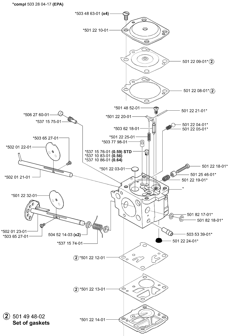 Carburetor Tillotson Hs 304 A Diagram and Parts List for 265RX 2001-07 Husqvarna Brush Cutter