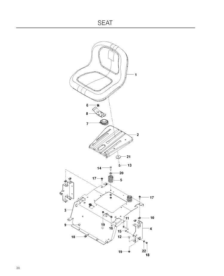 Seat Diagram and Parts List for RZ4623 (966764501)(2011-03) Husqvarna Lawn Mower