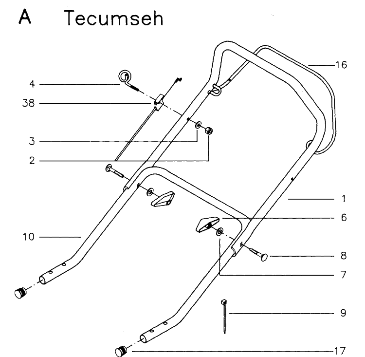 Handle And Controls 3 Diagram and Parts List for JET48  Husqvarna Lawn Mower