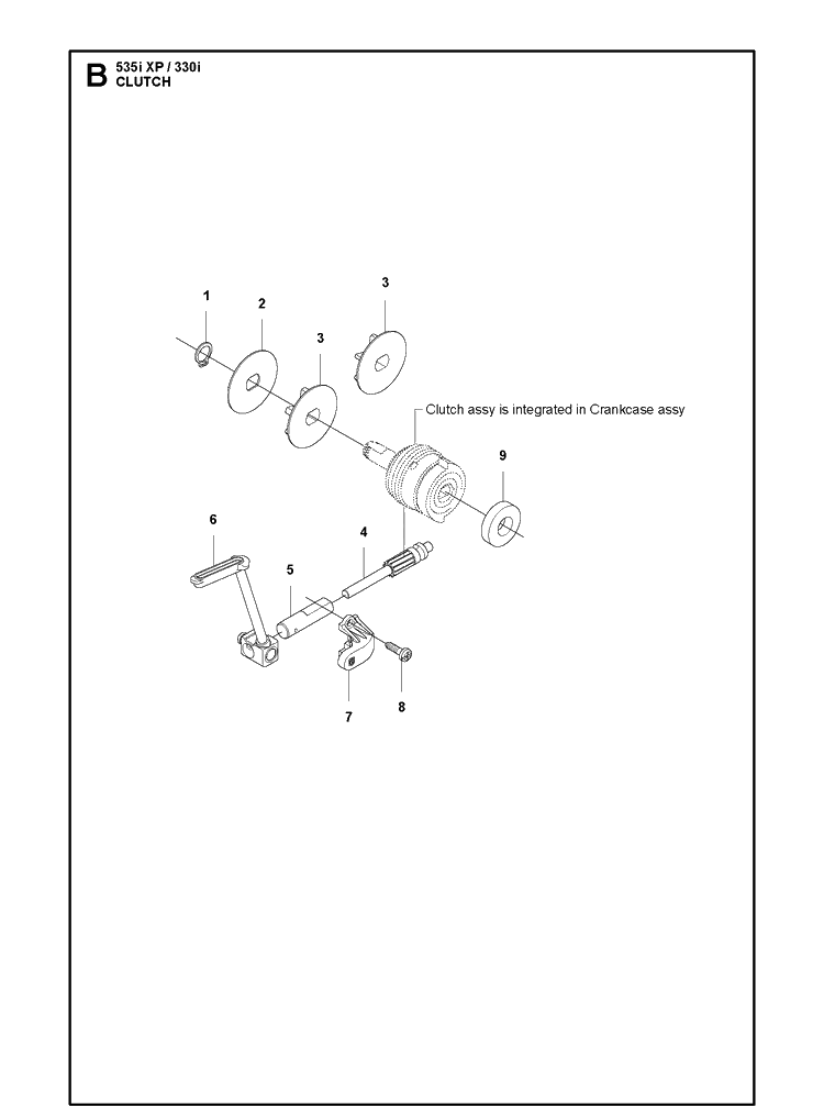 Clutch Diagram and Parts List for 330I  Husqvarna Chainsaw
