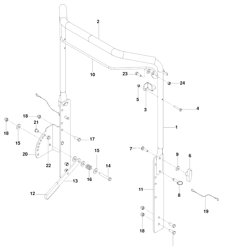 Handle 22 Inch Diagram and Parts List for DTF226 (966068501)(2010-02) Husqvarna Dethatcher