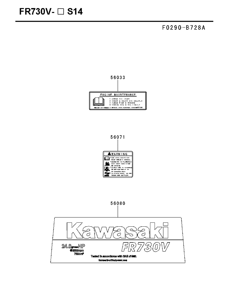 Decals Diagram and Parts List for FR730V-AS14 2018-11 Husqvarna Engine