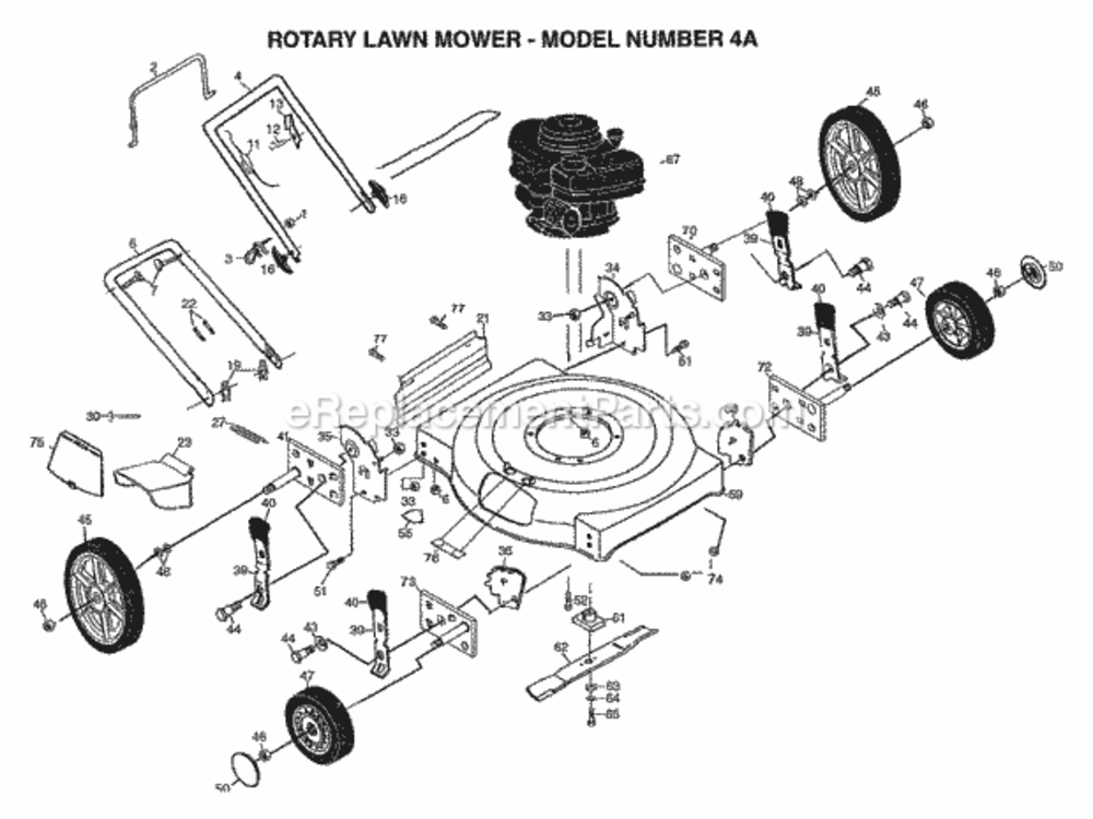 Page A Diagram and Parts List for 4A 1999 And Before Husqvarna Lawn Mower