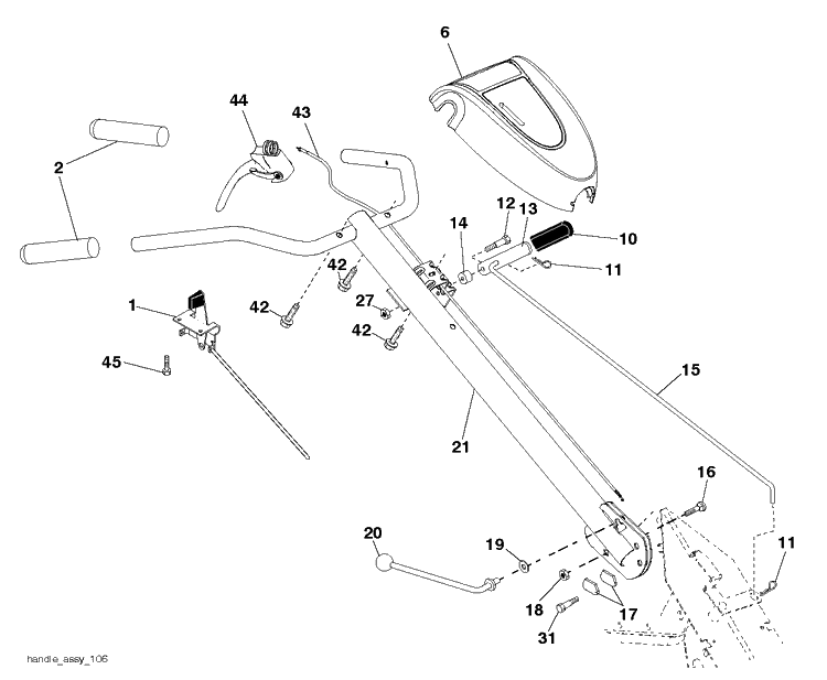 Handle Diagram and Parts List for TR430DUAL (96091001802)(2011-09) Husqvarna Cultivator