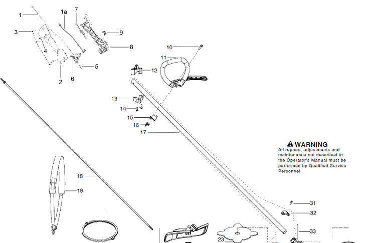 Shaft And Handle Diagram and Parts List for 129RJ 967193401 Husqvarna Brush Cutter