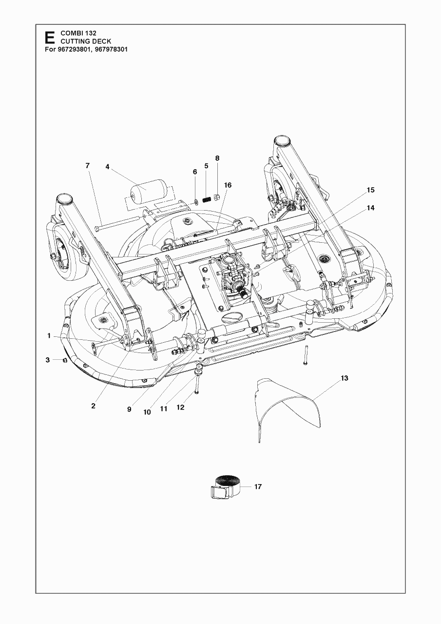 52-Inch/132cm Cutting Deck 5 Diagram and Parts List for C132 P500 Husqvarna Lawn Tractor Accessories
