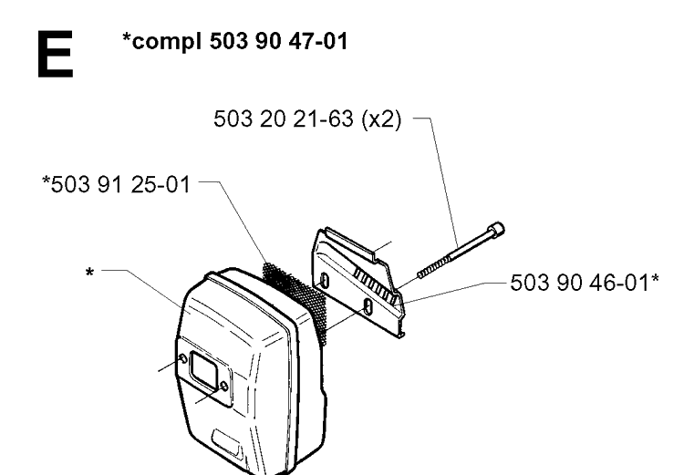 Muffler Diagram and Parts List for 235R 19970500001-19980100000 Husqvarna Brush Cutter