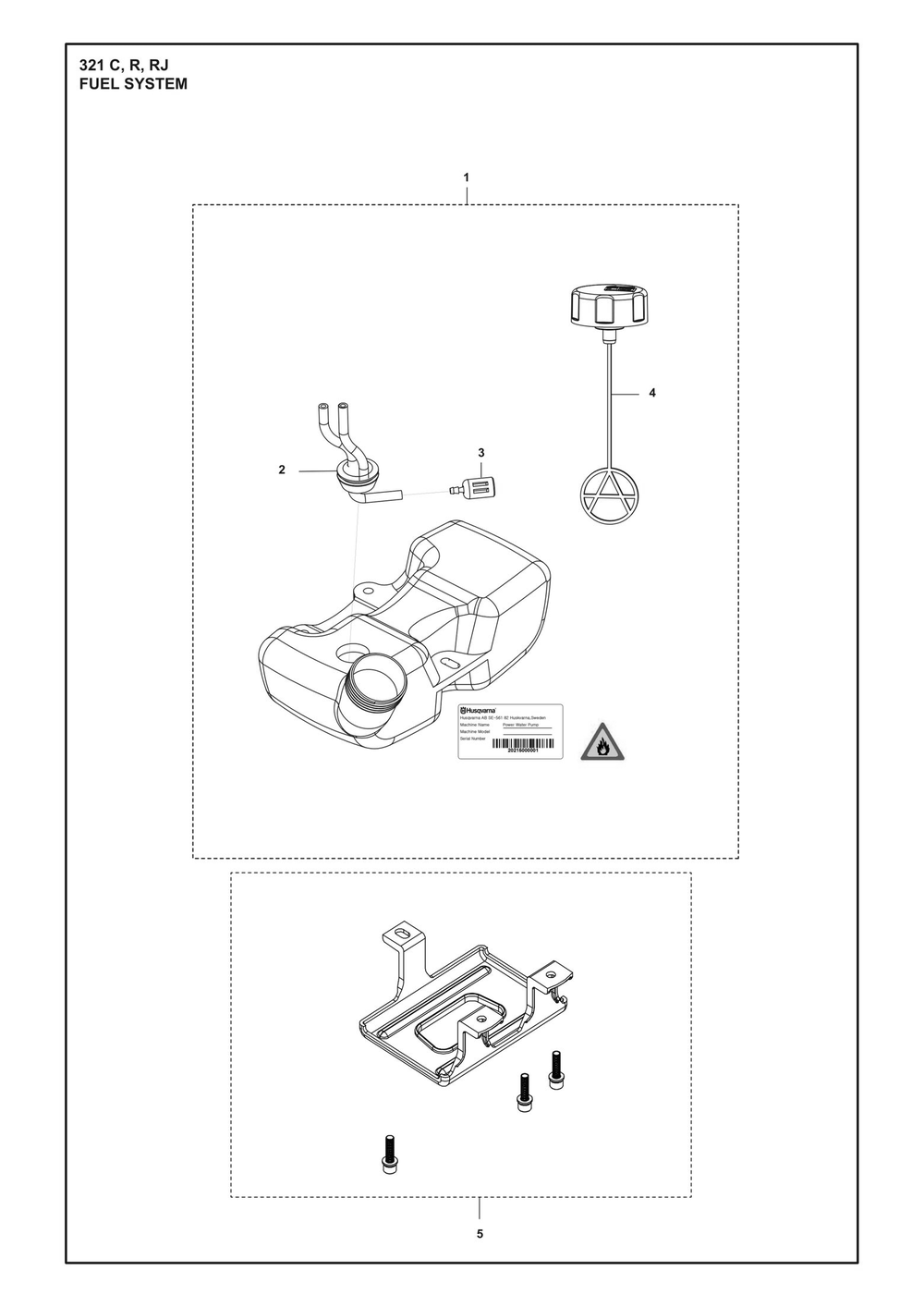 Fuel System Diagram and Parts List for 321C  Husqvarna Trimmer