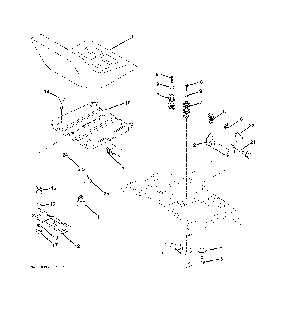 Seat Diagram and Parts List for CTH200TWIN (96061022600)(2007-10) Husqvarna Lawn Tractor